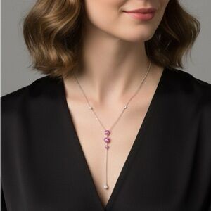 ✧ 1.40 ct pink tourmaline lariat necklace